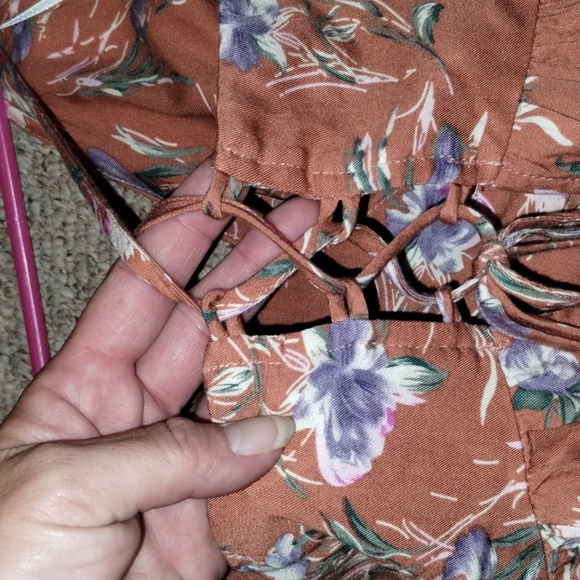 ⭐ Lulu’s Dusty Orange and White Bohemian dress Size Small - Picture 5 of 8